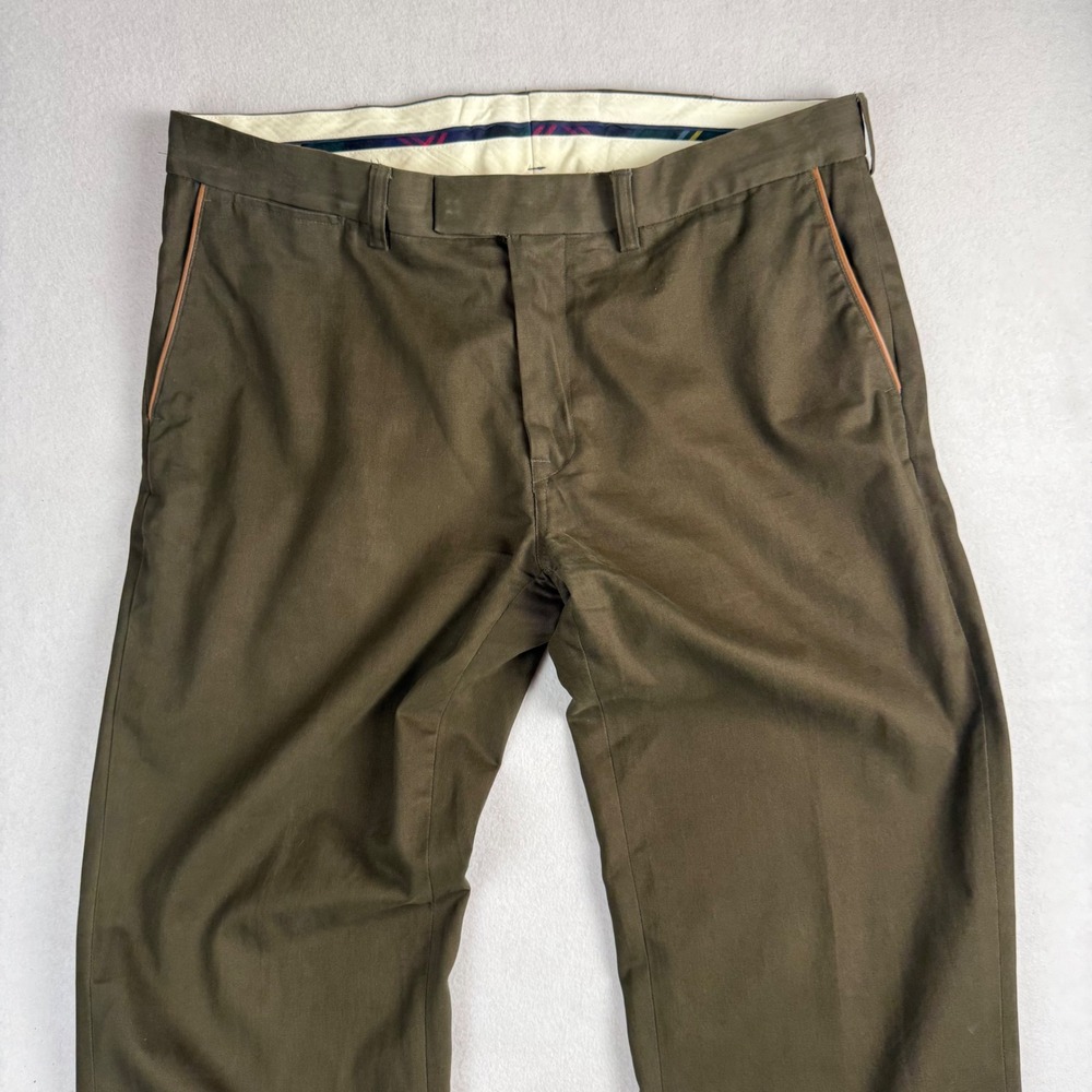 Polo Ralph Lauren Smith Pant Mens 38x32 Olive Green Cotton Twill Trousers - Picture 7 of 7